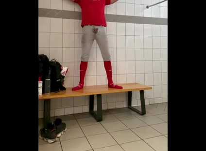 Alpha Fun in the Locker Room with Jockdad87 in Baseball Gear