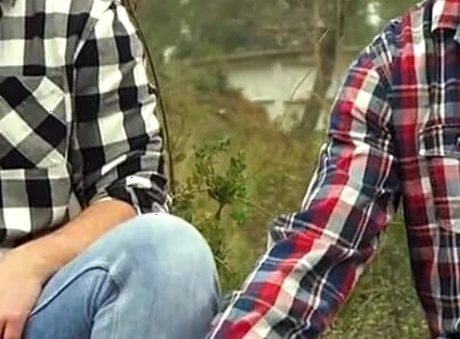 Two Friends Jerkoff in the Forest