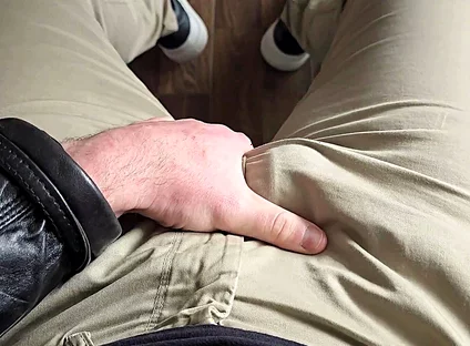 German Voice Humiliates You. Leather Jacket. Hard Cock Drips Precum. Red Calvin Klein Boxers
