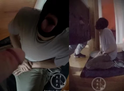 Amateur Boy Ordered to Get on His Knees, Blindfolded, and Pissed in His Mouth Through a Gloryhole
