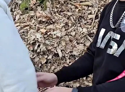Outdoor Sex in the Woods with My Gay Slut - He Sucked Me Before Taking My Dick Bareback