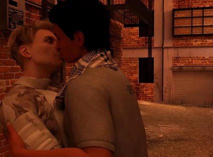 Summer Vacation - Two Gay Army Boys Kiss