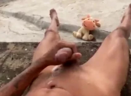 A Cumshot to Relieve Stress in the Backyard