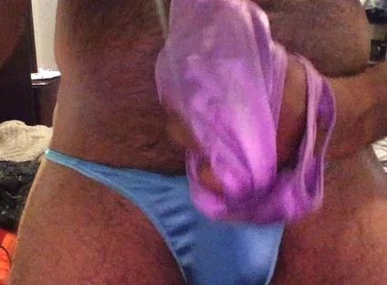 Satin Panties Wrapped Around My Throbbing Uncut Cock