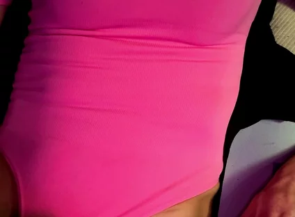 Cdmichelle Wearing Pink Bodysuit with Hard Nipples Cumming on Leg