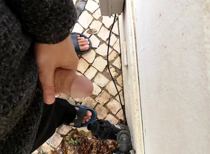 Guy Filming Himself Wanking Outside From Eye View Perspective