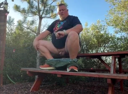 Chubby Guy Almost Caught Playing with His Soft Cock