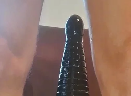 Extreme Solo Toy Session Close up Big Dildo