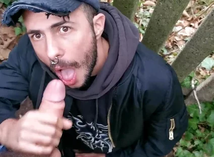 Scally boy sucking cock outdoor