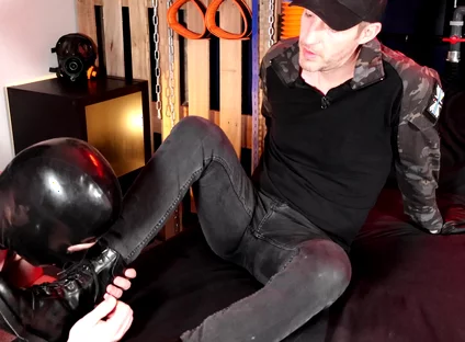Tom Dominates the Chastity Slave with Leather Boots (4k)