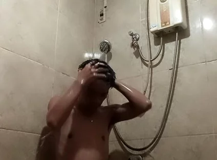 Filipino Solo Shower: Slim Asian Twink Jerks Big Cock