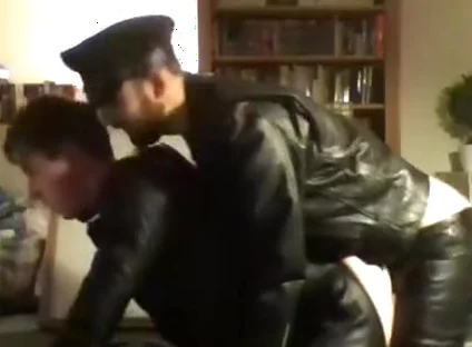 Master in leather gear hot fucking