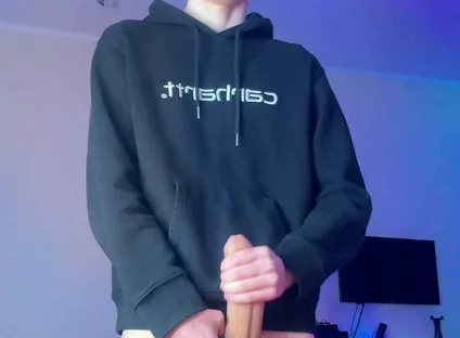 Skinny Boy Holding Back a Huge Cumshot Until It Hurts