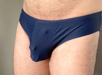 New Blue Speedo and Chastity Cage