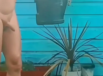Naked Gardening & Huge Buttplug