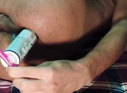 Gay Huge Ass Gape with Homemade Dildo
