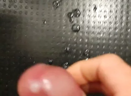 Moaning as I Squirt My White, and Thick Cum All Over the Floor with My Thick, Shaved, Cock