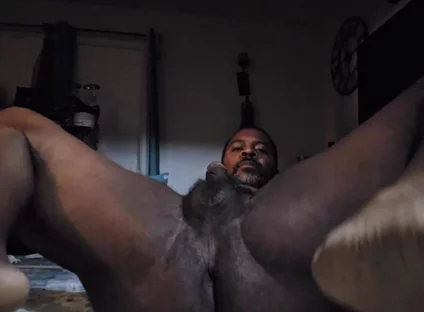 Presenting My Ass and Stroking My Big Black Cock