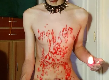 Slave Pouring Hot Wax and Jerking off