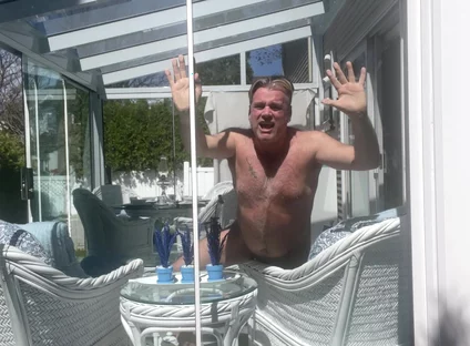 Hunk Stepdaddy Bear Naked Sunbathing in the Veranda 4