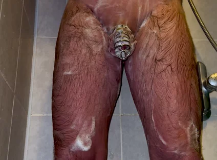 I'm Taking a Shower with a Chastity Belt on My Penis!