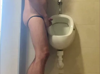 Dared His Flatmate to Expose His Hot Smooth Butt at the Pool's Public Toilets Urinal