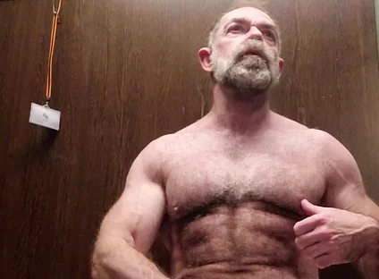Hairy Stepdaddy Solo in Lockerroom
