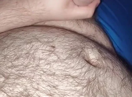 Fat Bear Jacking off & Cumming on Hairy Belly