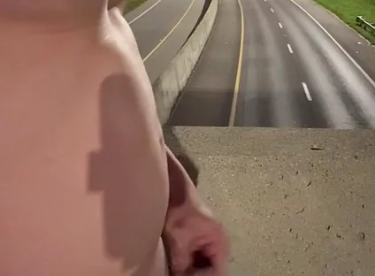Asian Muscle Hunk Strips Naked on the Bridge - Ripped Flexing & Massive Cumshot