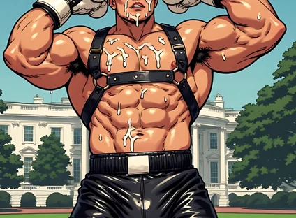 Asian Cum Covered Muscle Men Art