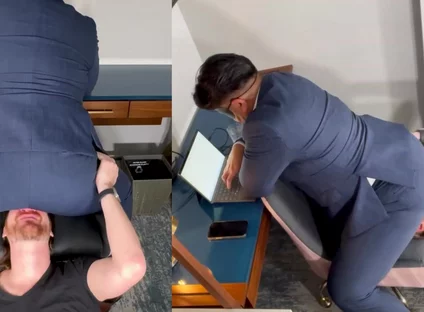 Do You Want That Promotion Boy? You Better Be Quiet And Be A Good Fart Sniffer For The Boss! Stay Still Seat!