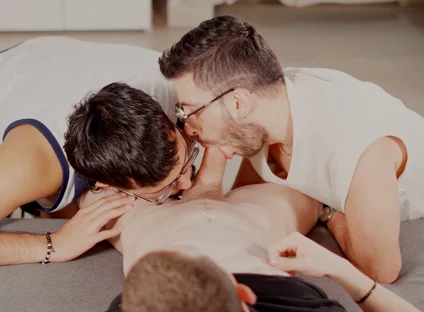 Two Bearded Studs Suck My Cock Like There's No Tomorrow