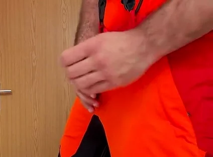Tyler Blake Jerking off in Hivis Lumberjack Workwear - Muscle Flexes & Explosive Cumshot