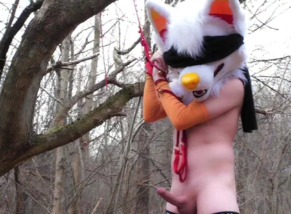 Bondaged Young Twink Piss in Forest