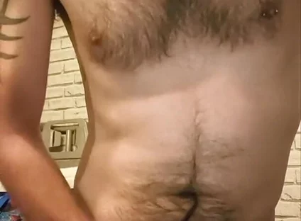 Big Dick Wanking and Smoking Topless