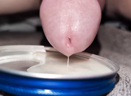 Play, Edge and Leak Lots of Sperm Precum Spunk. Close up Thick Cum Load. Swallow My Own Load