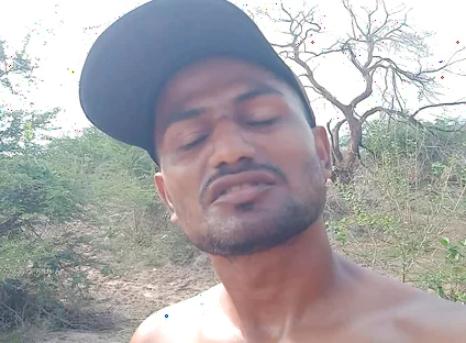 Full Sweat on Boy Face Moving on Hill Full Sweat