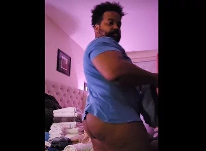 Stepdaddy Shows Juicy Ass While Doing Laundry