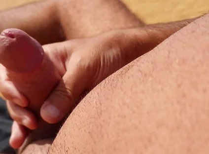 Ladysilva Jerking off His Big Hot Cock Until He Grasps on the Deserted Beach