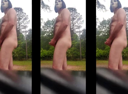 Nude Big Uncut Cock Masturbation Outside