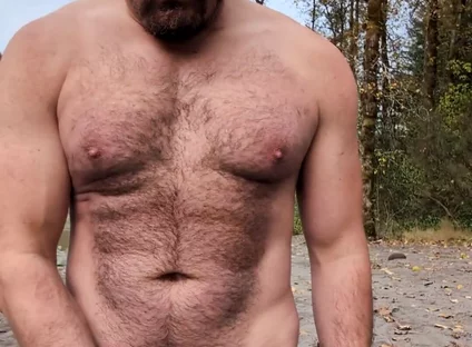 Milking a Load on a Beach in the Woods
