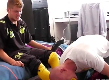 Soccer master stinky feet socks licking