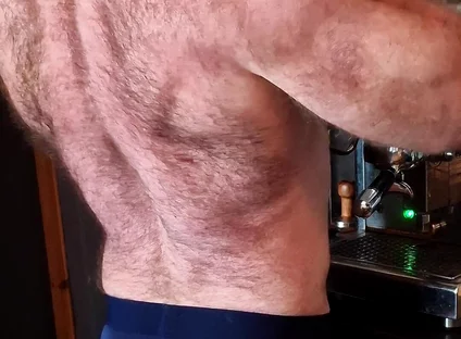 Muscle Bear Has Coffee