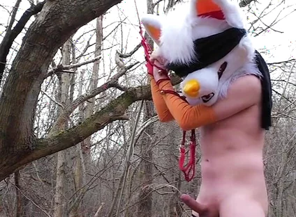Bondaged Young Twink Piss in Forest