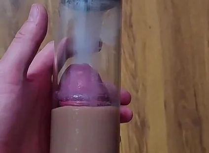 Just a Moment After an Intense Orgasm! a Penis Vacuum Pump Full of Sperm!