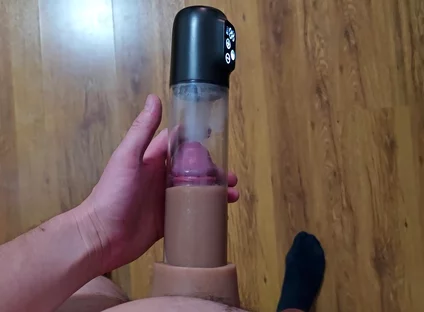 Just a Moment After an Intense Orgasm a Penis Vacuum Pump Full of Sperm
