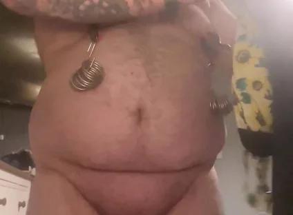 Cock and Ball Bondage Acting as Chastity with Nipple Clamps Butt Plug and Crossdressing