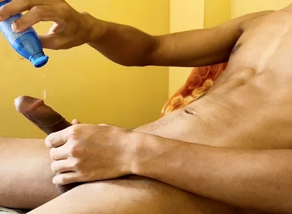 Massaging My Big Cock with Coconut Oil