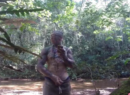 Handjob in the Waterfall Cumming with Soft Cock
