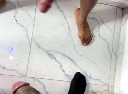 Two Cumshots From Two Horny Friends Masturbating Together
